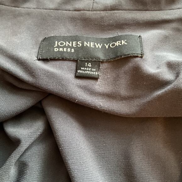 Jones New York Snake Skin Faux Wrap Dress Side Zipper Belted VNeck 14 - Picture 5 of 7